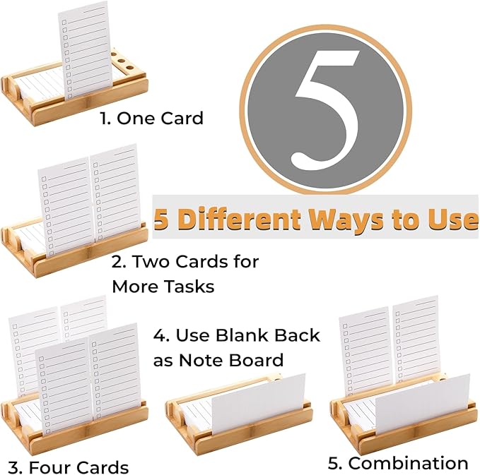 Goaste To Do List Planner with Bamboo Stand, Daily ToDo Checklist Notepad Organizer-100 Pieces Goal Cards, Productivity System Planners Notebook for School, Office Supplies