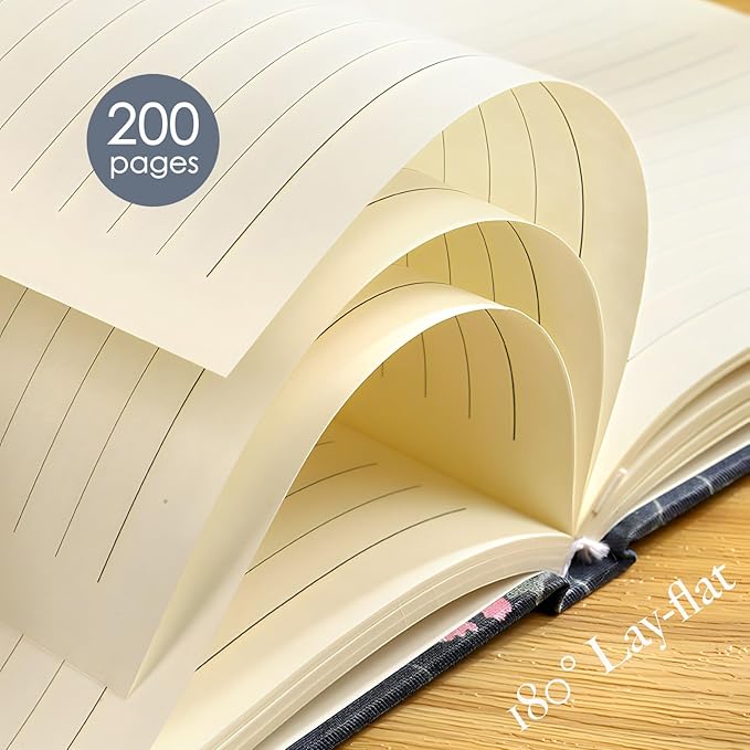 Floral Journal for women, Floret Hardcover Notebook, A5, 6x8, Medium Ruled Notebook, Lay-flat, Linen Journal, Notebooks for School, Writing Journal, Reading Journal, Garden Journal, White