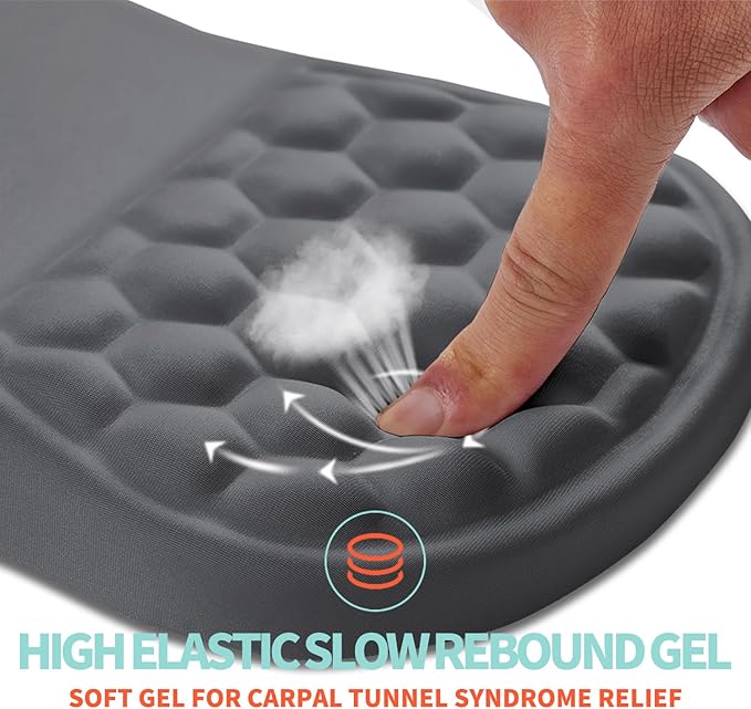 Ergonomic Mouse Pad Wrist Support with Memory Foam Massage Bulge, Carpal Tunnel Pain Relief Mousepad Wrist Rest for Mouse(12x8 inch, Dark Grey)