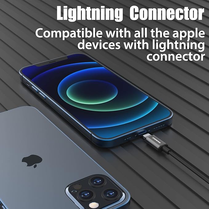 Lightning Earbuds with Ear-Hook Sports Earphones for iPhone 14/13/12/11 Pro Max/X/XS Max/XR - MFi Certified with Mic - Black