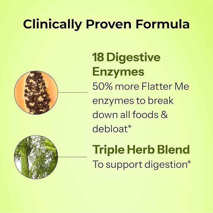 HUM Flatter Me Extra Strength Digestive Enzymes for Women, Men, Digestive Gut Bloating Supplement, Ginger, Peppermint Leaf, Fast Acting Anti Bloat Pills Multi Enzyme for Debloating, 60 Capsules