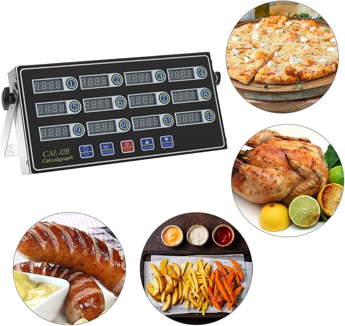 QWORK 12 Channel Multi-Timer Kitchen Clock, LED Digital Cooking Timer, Loud Alarm