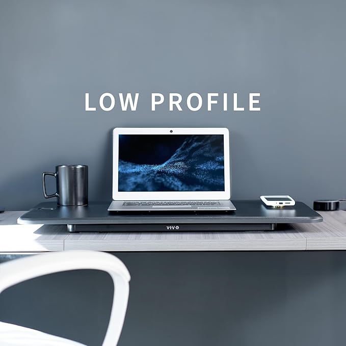 VIVO Ultra-Slim 32 Inch Single Top Height Adjustable Standing Desk Riser, Compact Sit Stand Desktop Converter for Monitor or Laptop, Black, DESK-V032J