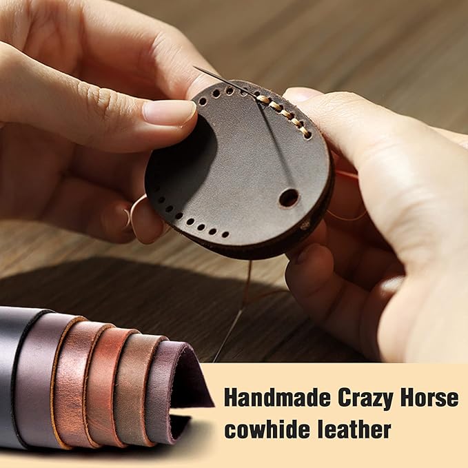 for Airtag Holder [4 Pack] Compact Handmade Genuine Leather Air Tag Holder Keychain with Keyring Full Coverage Case Cover Compatible for AirTag