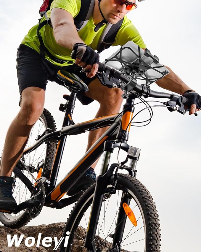 Bike Tablet Mount Holder [Ultra Stable] Motorcycle Tablet Mount for Bicycle Handlebar, Electric Scooter, Mountain, Dirt Bike Clamp- 360° Rotate Suitable for 4.7-13" iPad Pro, Air, Mini, IPhone, Galaxy