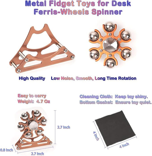 Desk-Fidget-Toys Ferris-Wheels-Spinner: Metal Kinetic-Fidget-Spinner 4mins, EDC-Toy Cool-Gadgets for School Office Christmas, ADHD Tools Gift Cool-Stuff Stress Relief Gift for Kid Children Teen Adult