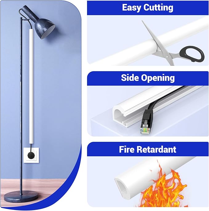 Flexible Cable Concealer for 78in Wall Mounted TV, Self-Adhesive Cord Hider - W0.59inxH0.39in, White