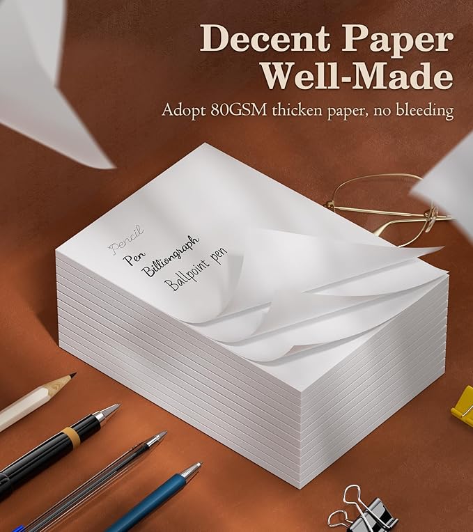 Note Pads 4x6 - Small Memo Pads - 12 Pack Server Note Pads - 50 Sheets Each Pads - Blank Notepad Scratch Paper Pads 4x6'' for Writing Notes/Grocery List, Office & School Supplies Pocket Notepads