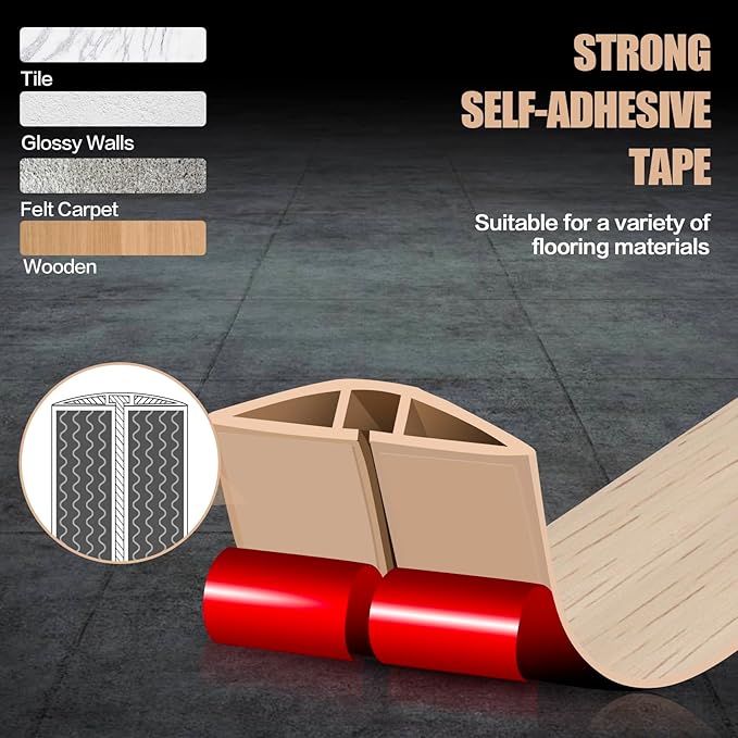 Floor Cord Cover Self Adhesive Cord Hider,20FT Cable Management, Extension Strip Protector for Wires, Prevent Cable Trips for Offices, Gyms, Exhibitions Cavity:0.39"(W) x 0.27"(H) Yellow Wood