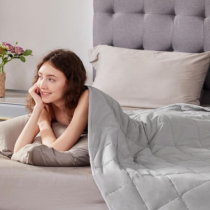 anfie Modern Weighted Blanket (88x104-25lb, Stone Grey), Ultra Soft Polyester, Cooling, 25 lbs, King Size, Machine Washable, Bagged, Lightweight, Unisex