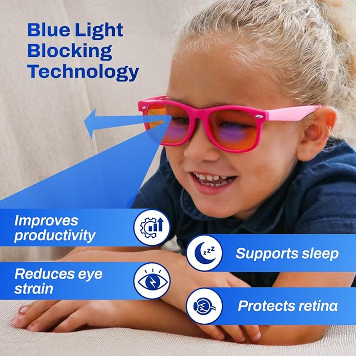 DefenderShield Kids Blue Light Blocking Glasses for Computer, Mobile, Video Games, Gaming