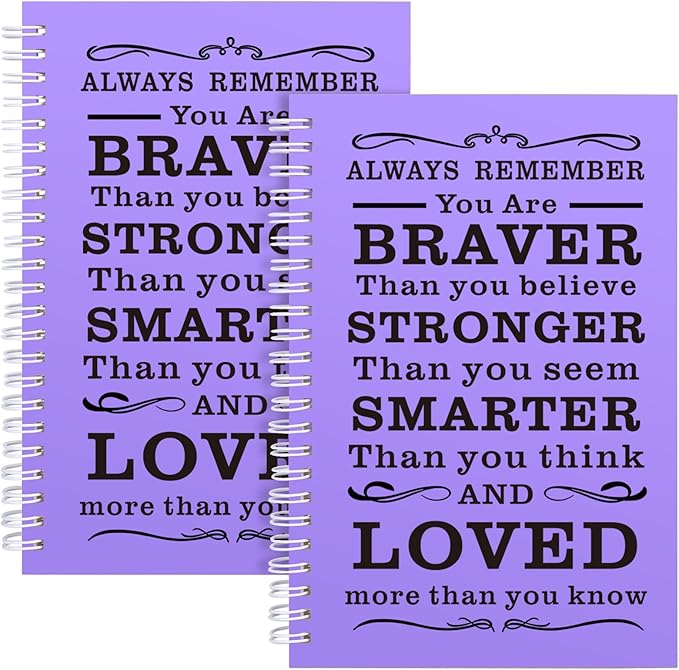 2 Pcs A5 Spiral Notebook,Inspirational Journal,Motivational Journal for Women Men,100 Pages Lined Spiral Journal Notebook College Ruled Daily Diary for School,Travel,Business,Work (Always-Purple)