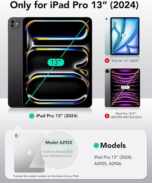 ESR 2 Pack Armorite Screen Protector for iPad Pro 13 Inch M4 2024 (7th Generation), 9H Hardness Tempered Glass Film with UltraFit Tray, Military Grade, HD Clarity, Dust and Bubble Free