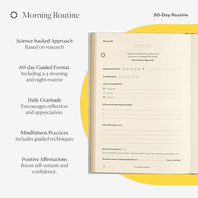 Intelligent Change Prince EA 3x Happier Journal - Guided Self Care 2025 Gratitude, For Men and Women with Daily Prompts, Inspirational Guides and Motivation for Enhanced Joy, Mindfulness & Well-Being