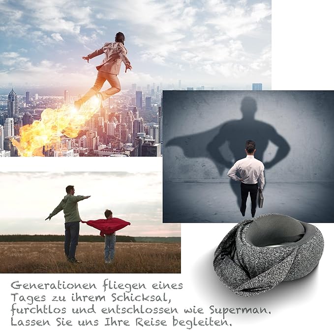 Ergonomic Travel Neck Pillow with Stowable Hood,Neck Pillow Airplane,Premium Memory Foam,360º Contoured Design,Washable Cover,Complete Travel Set,Ideal for Airplane,Car and Office (Black)