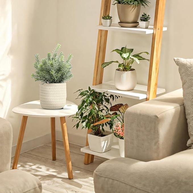 Hopewood Small Artificial Plants Eucalyptus with a Weave Basket Potted Plants for Home Office Desk Farmhouse Indoor Decor