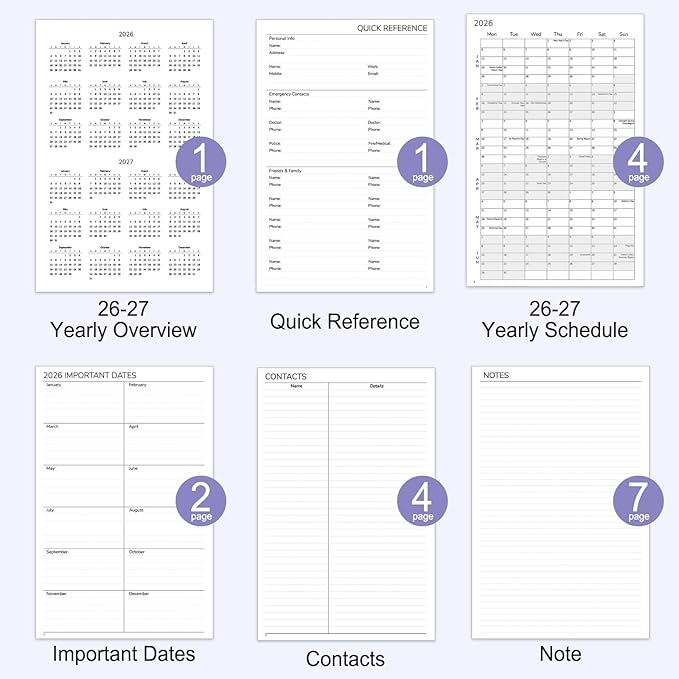 GNL Monthly Planner 2026-2027, 2 Year(27 Months) Calendar Planner, Oct. 2025 - Dec 2027, 7" x 10" Monthly Spreads & Yearly Planner, Perfect for School Office Home Planning, Purple