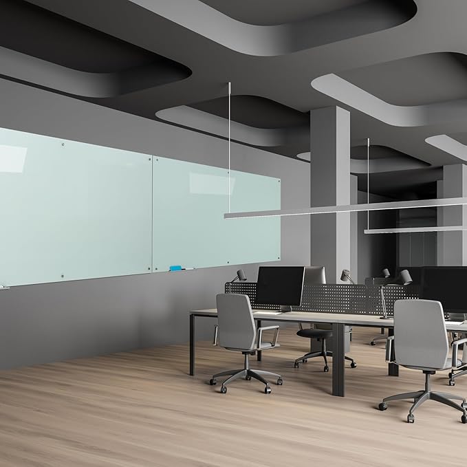 Magnetic Glass White Board 72"X36" Premium Tempered Dry Erase Boards Wall Mounted Frameless Whiteboard Message Writing Boards (White)