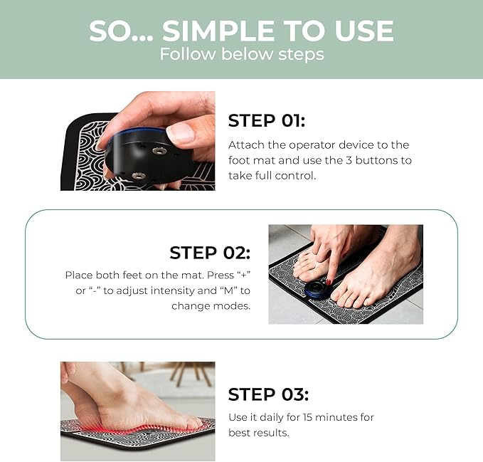 nooro Portable Foot Massager - Soothing Comfort & Revitalization for Tired Feet, 15 Minute Massage with 6 Settings, Pulse Sensation with Deep Tissue Results