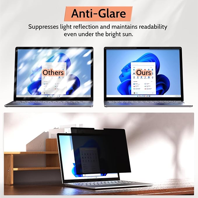 Mamol Magnetic Privacy Screen for 15 inch Surface Laptop 5/4/3/2/1, Removable Anti Spy Glare Blue Light Filter, Microsoft Surface Laptop Privacy Screen Protector 15 in