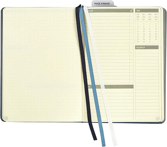C.R. Gibson Blue Leatherette Freestyle Organizer and Planner Dot Grid Notebook, 6'' W x 8.5'' L, 240 Pages