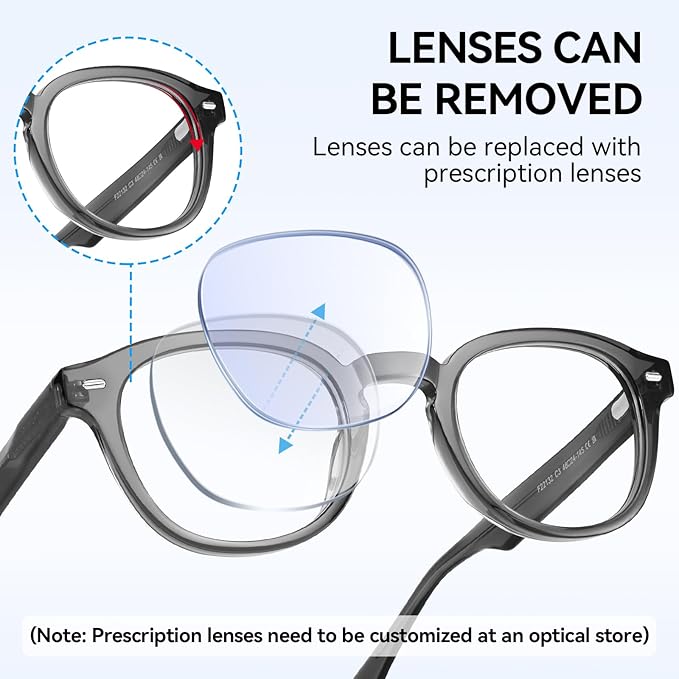 Dollger Blue Light Blocking Glasses For Woman Men Thick Frame Round Non-Prescription, pertain Computer Gaming，TV，Work