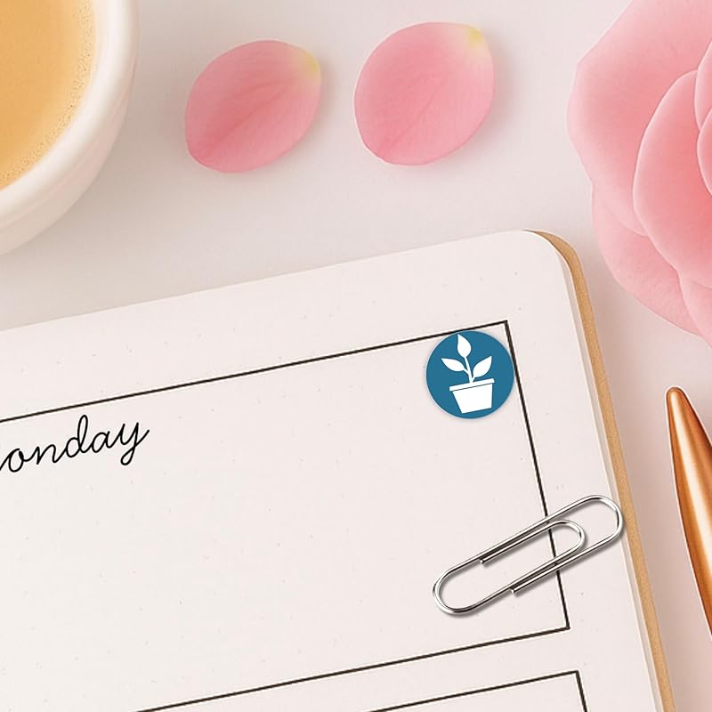 Plant Planner Stickers / 110 Dot Icon Vinyl Stickers (1/3”) / Water Plants Reminder Care Fertilize/Essential Productivity Life Planner Stickers/Bujo Bullet Journaling/ToDo (Ocean, 3 Sheets)