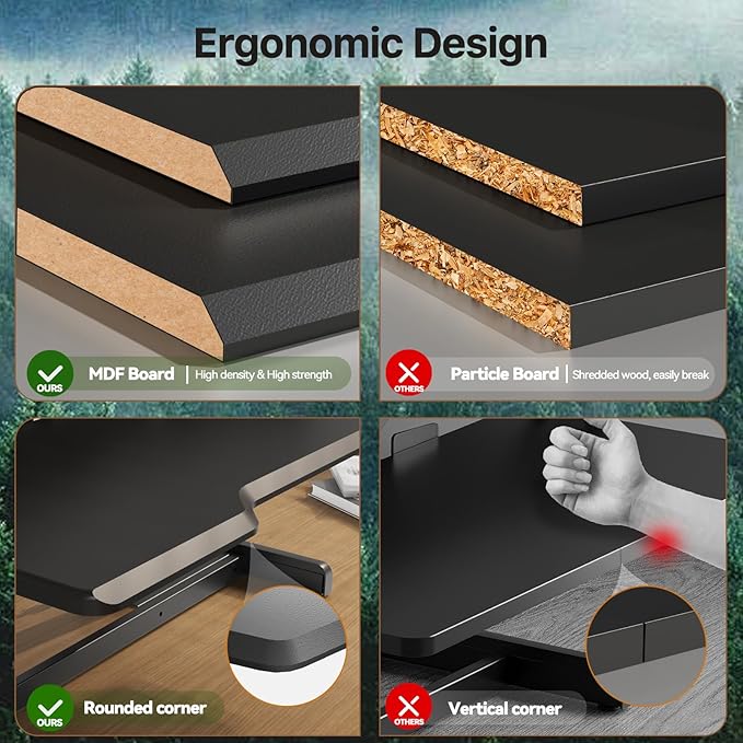 Standing Desk Converter 32 inch, Height Adjustable Sit Stand Desk Riser, Quick Sit to Stand Tabletop Dual Monitor Riser Workstation for Home Office with Keyboard Tray, Black