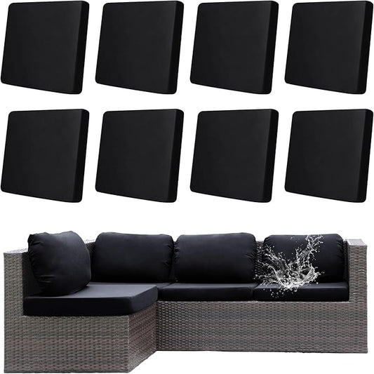 8Pcs Outdoor Cushions Covers Waterproof, Patio Cushion Covers, Stretch Cushion Covers Replacement,Cushion Slipcovers, Furniture Cushion Covers (Black, 8PCS)