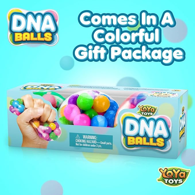 YoYa Toys DNA Balls - Fidget Toy Stress Ball - Colorful Soft Squishy - Mental Stimulation, Clarity & Focus Tool - Fun for Any Age - 3 Pack