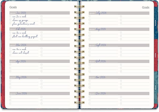 Orange Circle Studio Undated Tri-Tab Academic Planner 2026, Garden Renaissance, Daily Notebook Journal, Cute Weekly and Monthly Calendar with Pocket, Stickers, Lined Pages for To Do lists and Planning