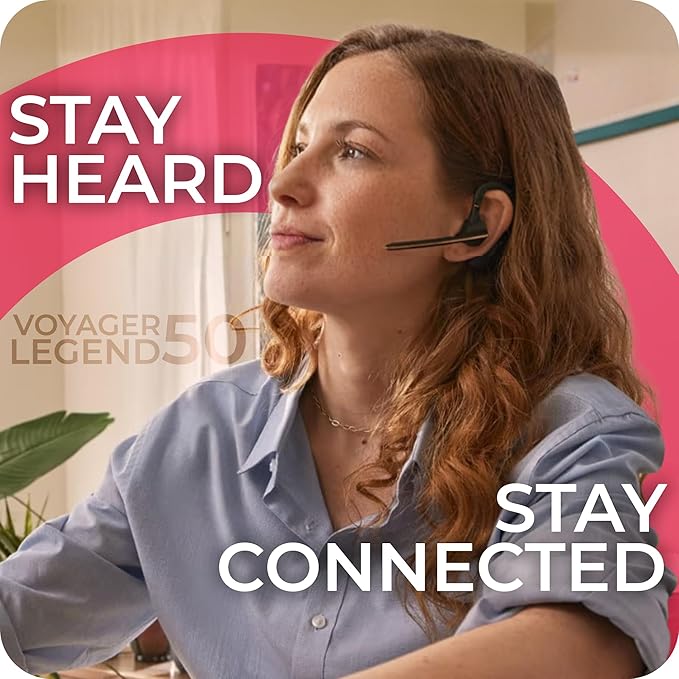 Poly Voyager Legend 50 Bluetooth Headset Noise Cancellation, 4-Mic WindSmart Tech, 10-Hour Battery, Fast Charging, 98 ft Wireless Range, Multipoint Connectivity, Voice Assistant, GTW Cloth(Pack of 10)