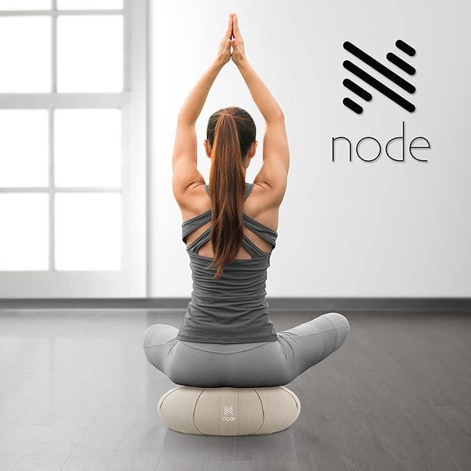 Zafu Meditation Cushion, 15" Round Buckwheat Yoga Pillow with Organic Cotton Cover