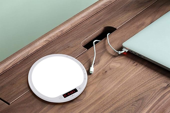 Light Therapy Lamp 10000 Lumens UV-Free Sunrise Alarm Clock Wake Up Light Super Bright Alarm Clock APP Control with 10 Built-in Natural Sounds Portable