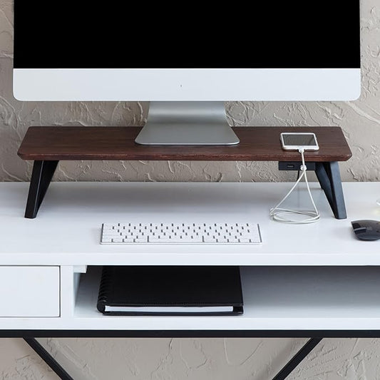 Anji Mountain Monitor Stand - Desktop Organizer & Laptop Riser, Ergonomic Monitor Riser, Space-Saving Monitor Stand for Desk, Durable Construction, Easy Assembly, Ideal for Home & Office,Walnut