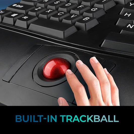 Adesso WKB-3500UB Tru-Form 3500, 2.4GHz Wireless Ergonomic Trackball Keyboard