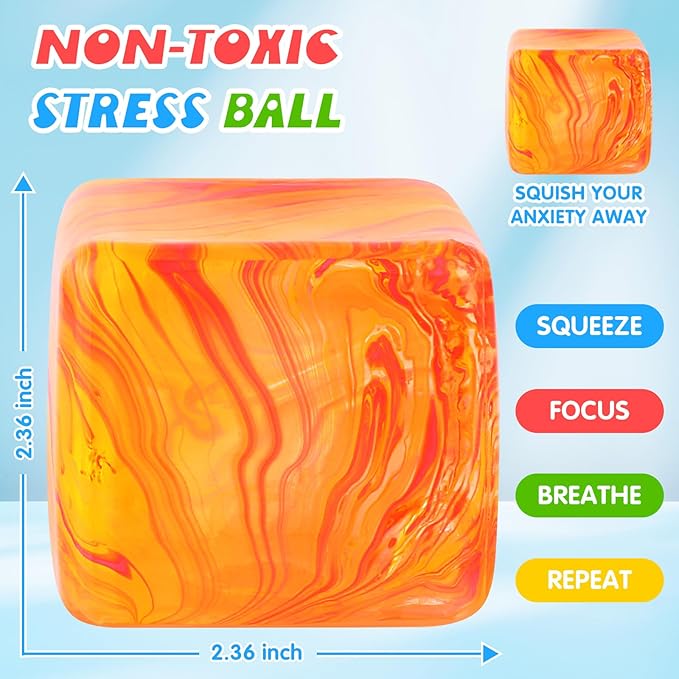 Fidget Toys Squishy Stress Cube, Stress Balls for Kids Adults Squishies Stress Relief, Ice Squishy Cube Sugar Balls, Sensory Toys for Kids with Autism, Fidgets for Classroom Prize Toys (Pink)