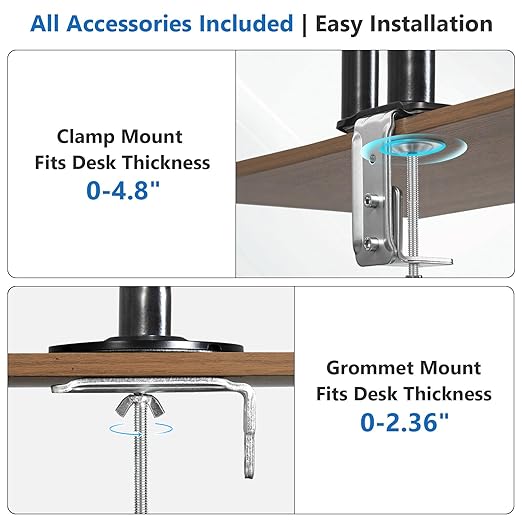 Lyngins Single Monitor Mount, Adjustable Monitor Arm Desk Stand for 15 to 32 inch Screens, VESA Mount with 75x75/100x100 mm, Computer Monitors Gas Arm Holds Up to 19.84 lbs - Black