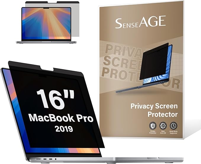 SenseAGE Magnetic Privacy Screen Filter for MacBook Pro 16 Inch, Easy On/Off Anti-Blue Light Privacy Screen Protector, Compatible with MacBook Pro 16 inch (2019)
