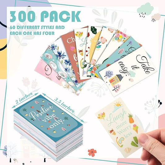 Jinei 300 Inspirational Affirmation Cards Positive Motivational Cards Small Mini Encouragement Quotes for Women Church End of the Year Teacher Gifts(Flower Style)