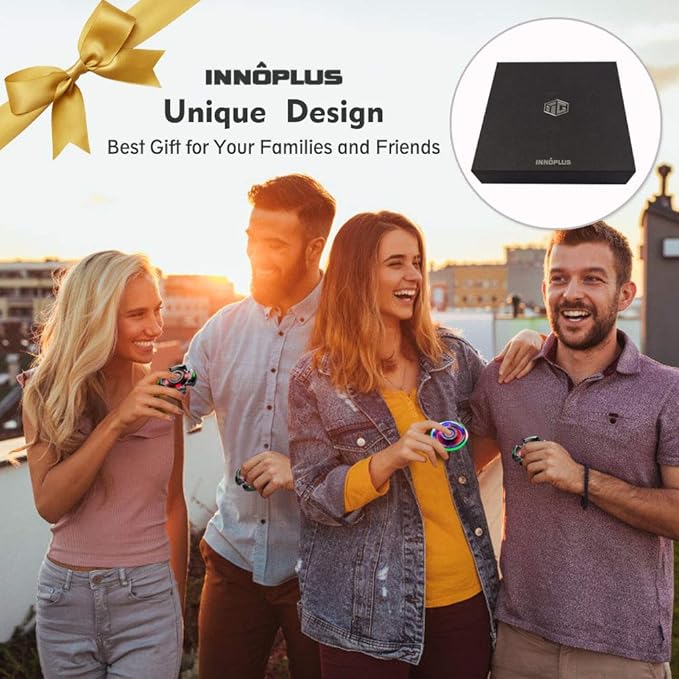 Fidget Spinners, Fidget Spinner for Adults, Stress Anxiety ADHD Relief Figets Toy, Metal Finger Hand Spinner Toys with Luminous Light, Fidget Spinner Need Absorb Light Then Release in Dark