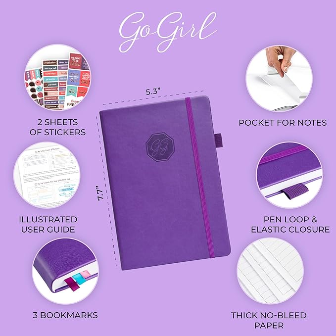 GoGirl Weekly Schedule Planner – Hourly Work & Life Planner with Time Slots – Vertical Agenda Organizer for Daily Productivity, A5 (Purple)