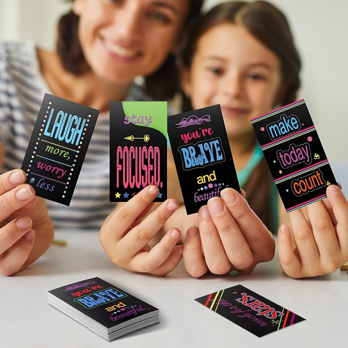 Jinei 300 Inspirational Affirmation Cards Positive Motivational Cards Small Mini Encouragement Quotes for Women Church End of the Year Teacher Gifts(Geometric Style)