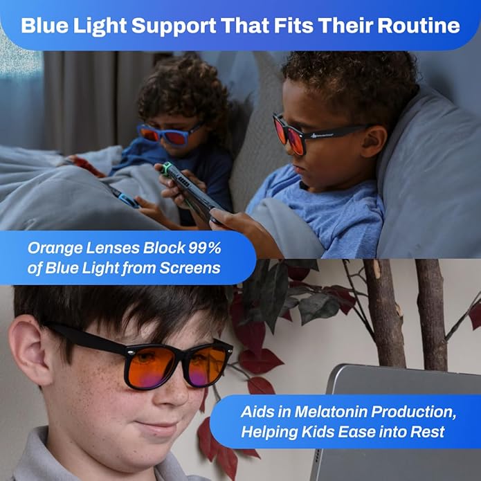 DefenderShield Kids Blue Light Blocking Glasses for Computer, Mobile, Video Games, Gaming