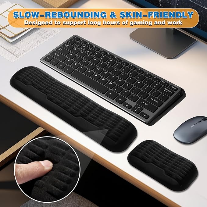 UnivoColors Ergonomic Mouse Wrist Rest,Latest 3.0 Wave Curve Design,High-Resilience Memory Foam Non-Slip Base,Reduces Wrist Fatigue,Ideal for Office Gaming & Long Hours of Use(Lavender)