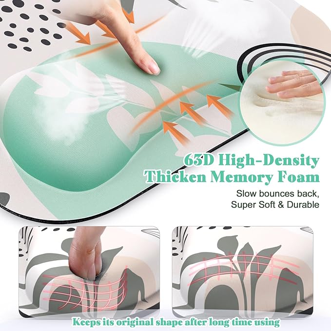 Gimars Large Smooth Superfine Fibre Memory Foam Ergonomic Mouse Pad Wrist Rest Support Mousepad with Nonslip Base for Laptop, Computer, Gaming & Office,Free Coaster Include-Morandi Beige