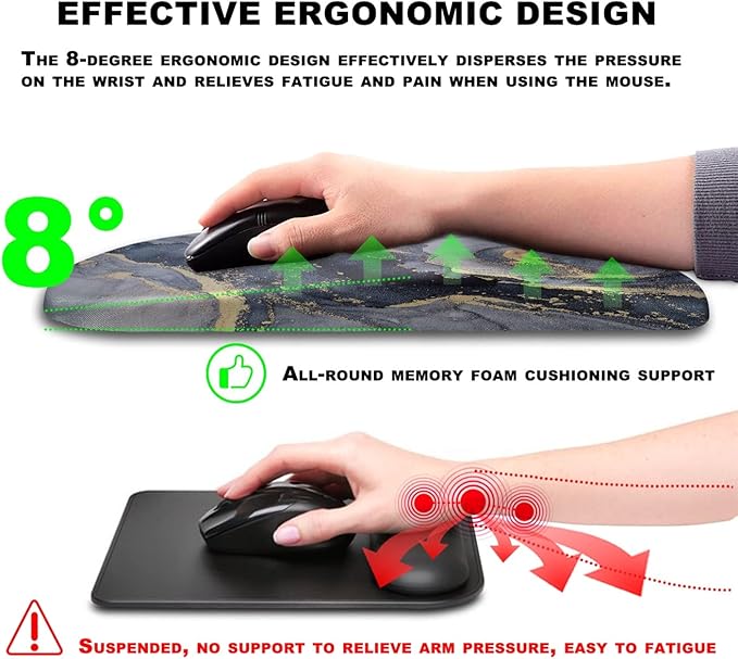 Mouse Pad Wrist Support, Ergonomic Mouse Pad with Massage Dot, Comfortable Computer Mouse Pad for Laptop, Wrist Rest Pain Relief Mousepad with Non-Slip PU Base for Office & Home, 12 x 8 in