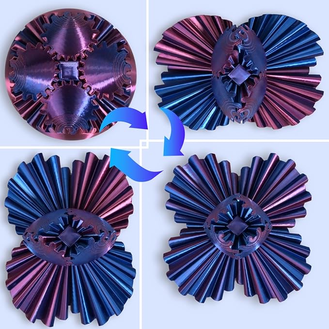 Gear Ball, 3D Printed Gear Ball, Gear Sphere Fidget Toy Stress Relief Toy for ADHD, Anxiety Relaxing Toy for Adults at Work/Study/Travel (BluePurple, StraightLine)