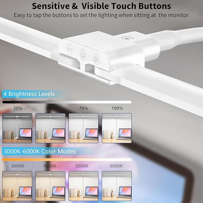 KableRika Desk Lamp Double Light: Bright Led Desk Lights for Home Office - Eye Care Reading Table Lamps with Base - Dimmable Desktop Lighting for Computer Monitor Study Drafting