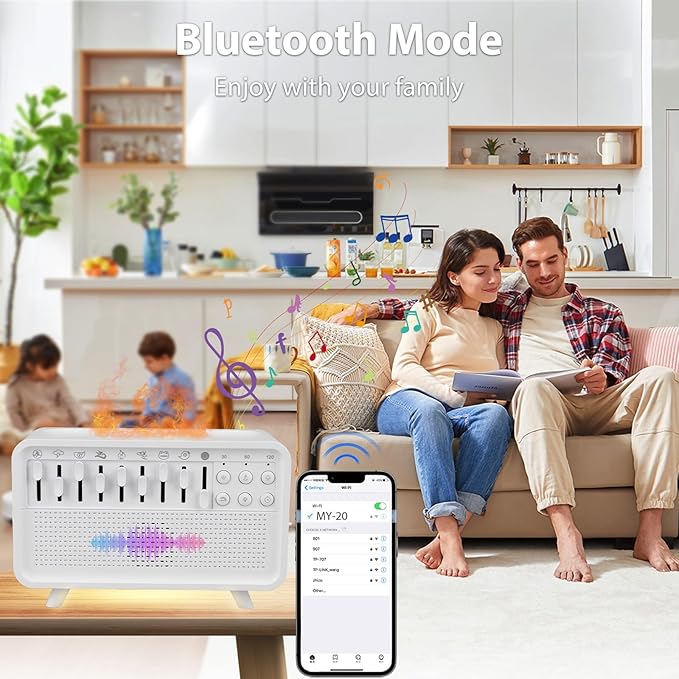 White Noise Machine with Humidifier,Essential Oil Diffuser & Night Light - Portable Sleep Sound Therapy, 8 Natural Sounds Style Mixer with Auto-Off Timer for Bedroom, Office,Travel